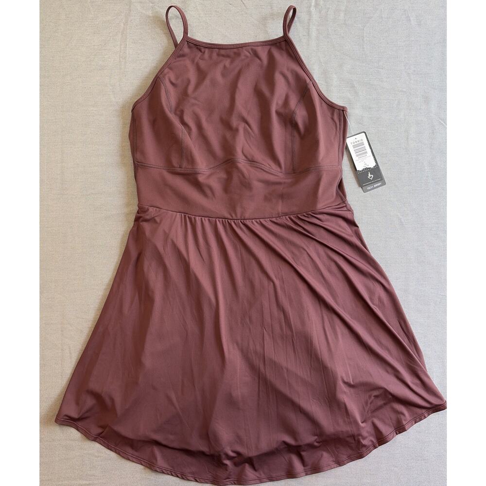 Torrid Women's Plus Size Tech Jersey Mini Active Dress S 1X W/ Bike Short Purple
